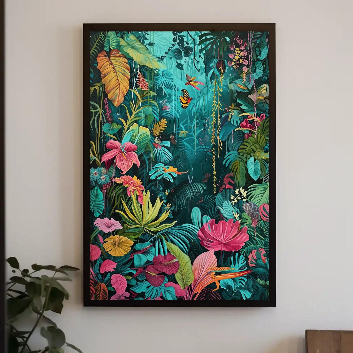 Blue Tropical Jungle Forest Cabin Wall Art Print - Image 5