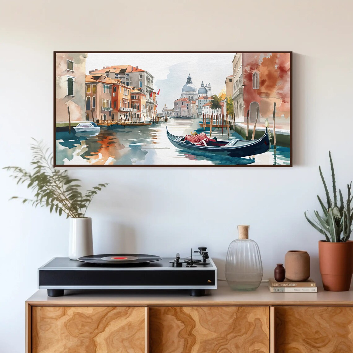 Venice Canal Gondola with Basilica View Romantic Watercolor Poster - Image 4