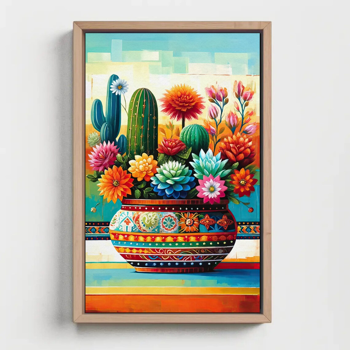 Cacti Fiesta Mexican Oil-Painting-Style Art Print - Image 4