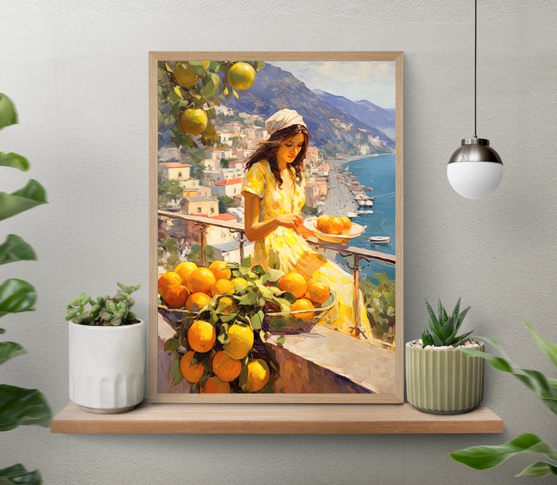 Italian Woman Picking Lemons Overlooking Amalfi Coast Poster - Image 5