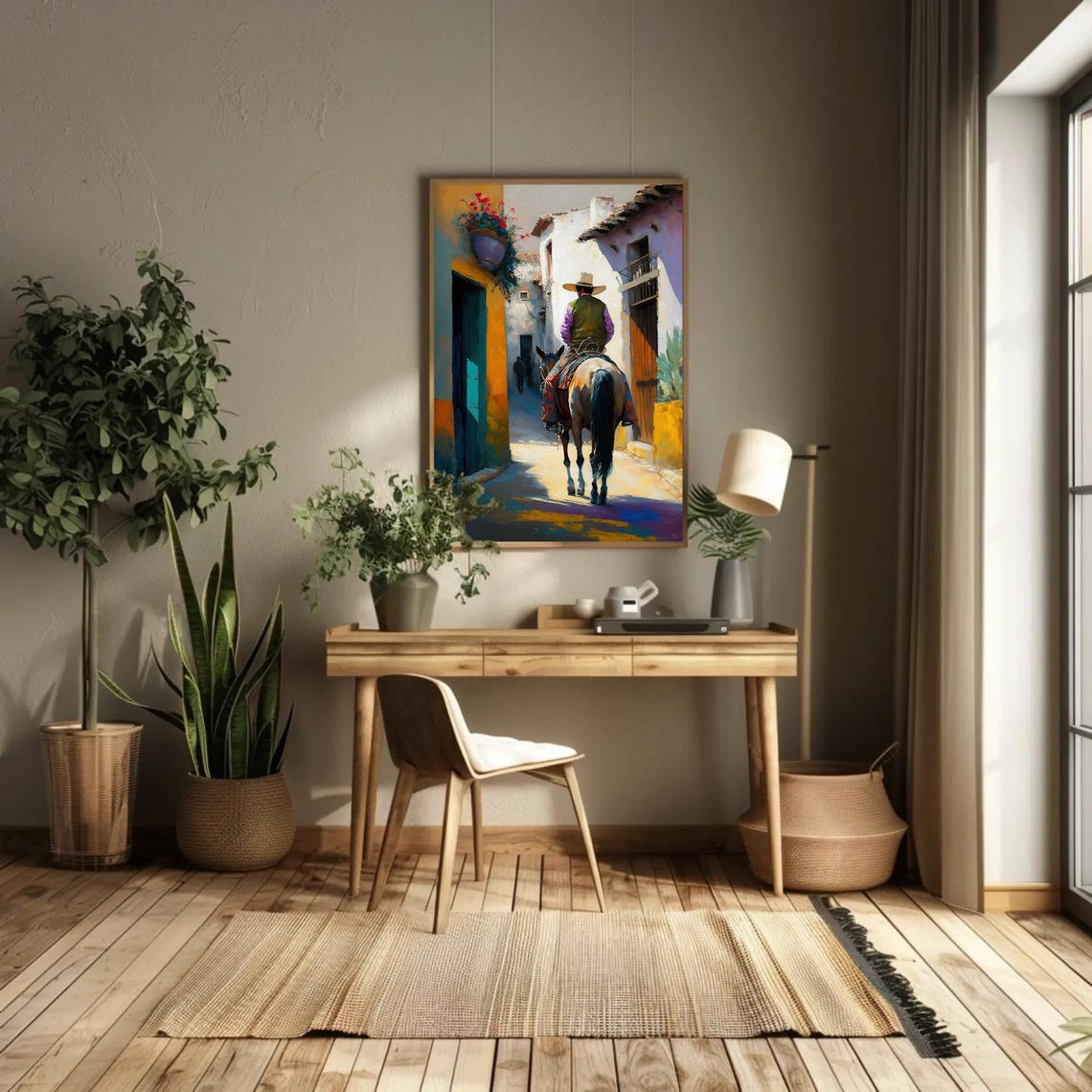 Mexican Horse Rider Print Mexican Art Mexican Painting Mexico Print Mexican Oil Painting Mexican Art Home Decor - Image 2