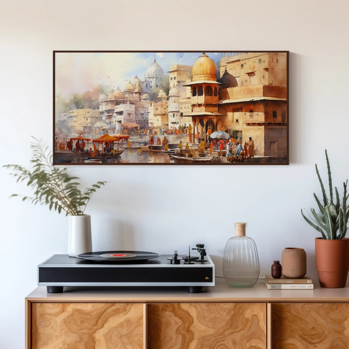 Old Indian City Ceremony View, Watercolor Art Print - Image 2