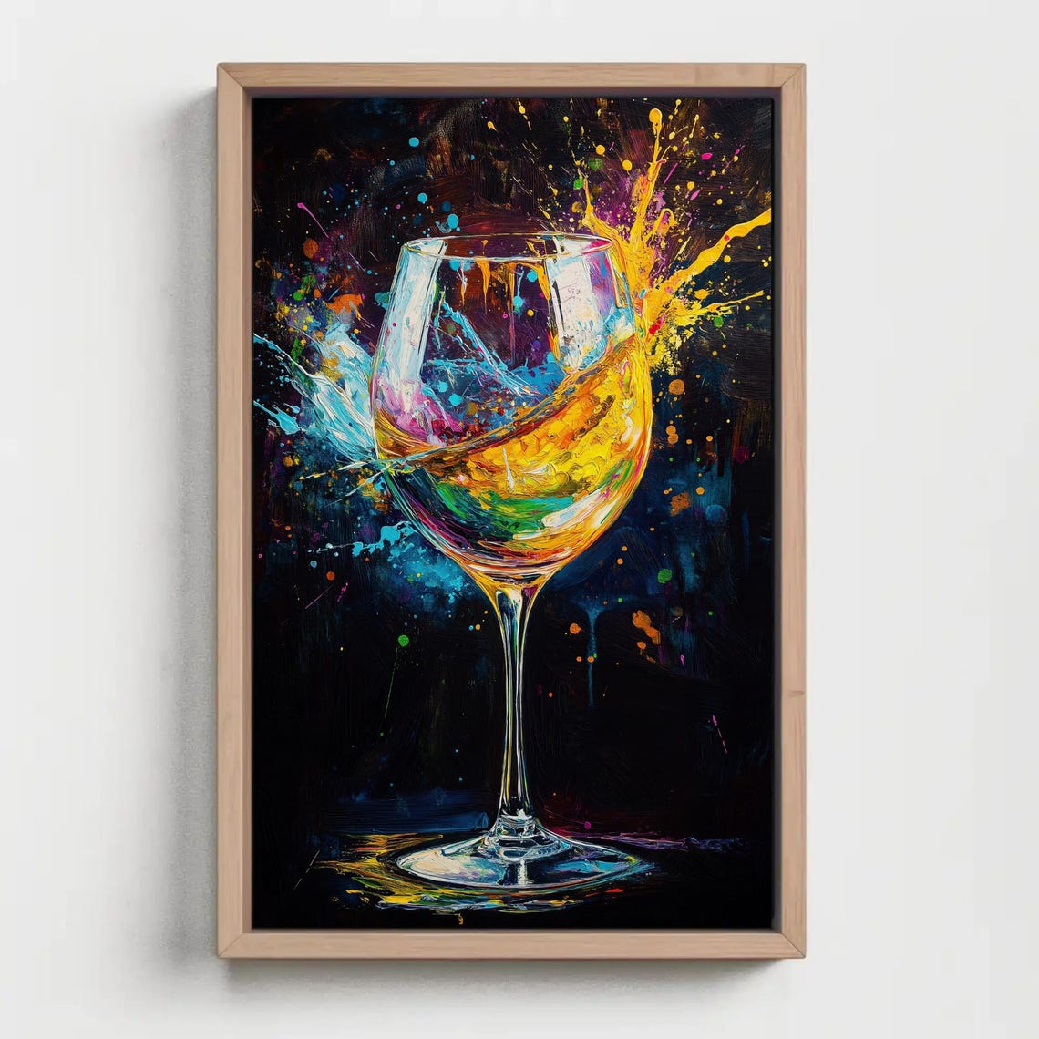 Vibrant Wine Glass Swirling with Colorful Paint Splash Art Poster - Image 4