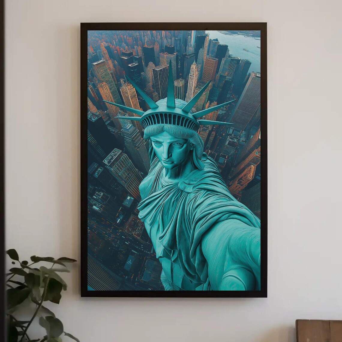 Statue Of Liberty Aerial Selfie, New York City Poster