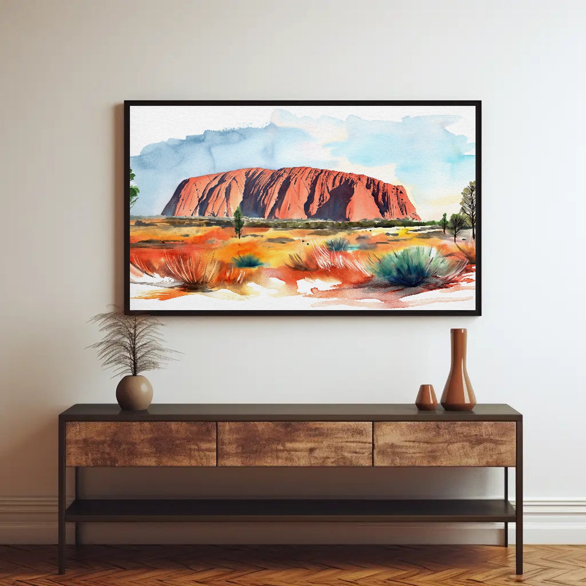 Uluru Ayers Rock Desert Sunset Australia Outback Watercolor Poster - Image 2