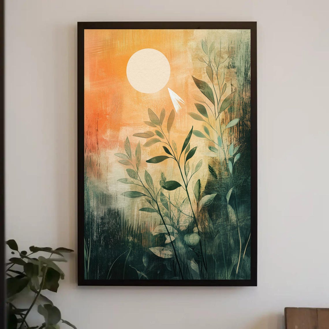 Abstract Botanical Garden of Green Leaves Under a Blazing Sun Poster