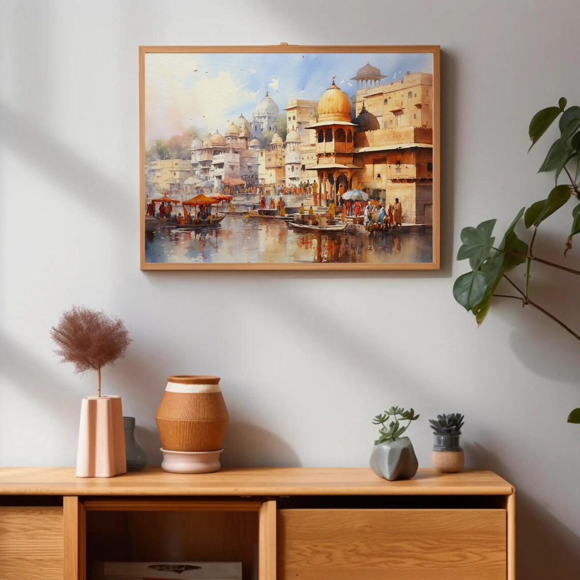 Old Indian City Ceremony View, Watercolor Art Print - Image 5