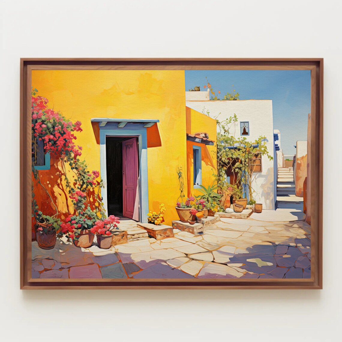 Colorful Mexican Street With Yellow House and Flowers Poster - Image 5