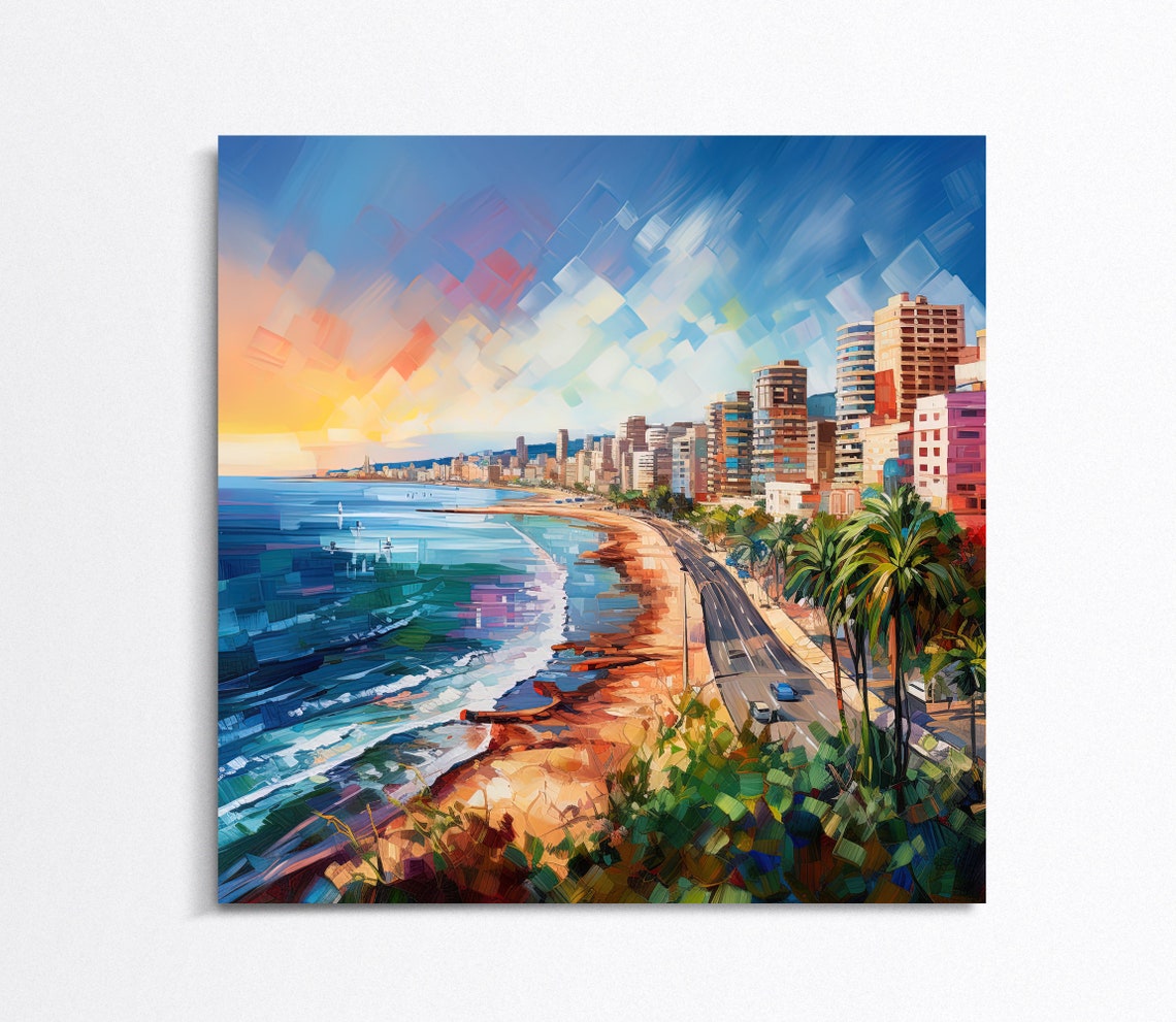 Beirut Seafront Skyline Sunset Mediterranean Lebanon Travel Poster - Image 5