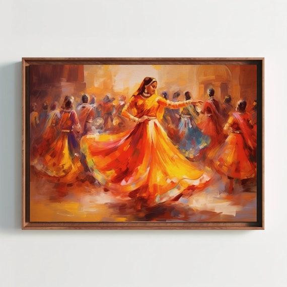 Rajasthani Folk Dancer Indian Painting Colorful Indian Wall Art Indian Home Decor Large Print Framed Poster Ready To Hang