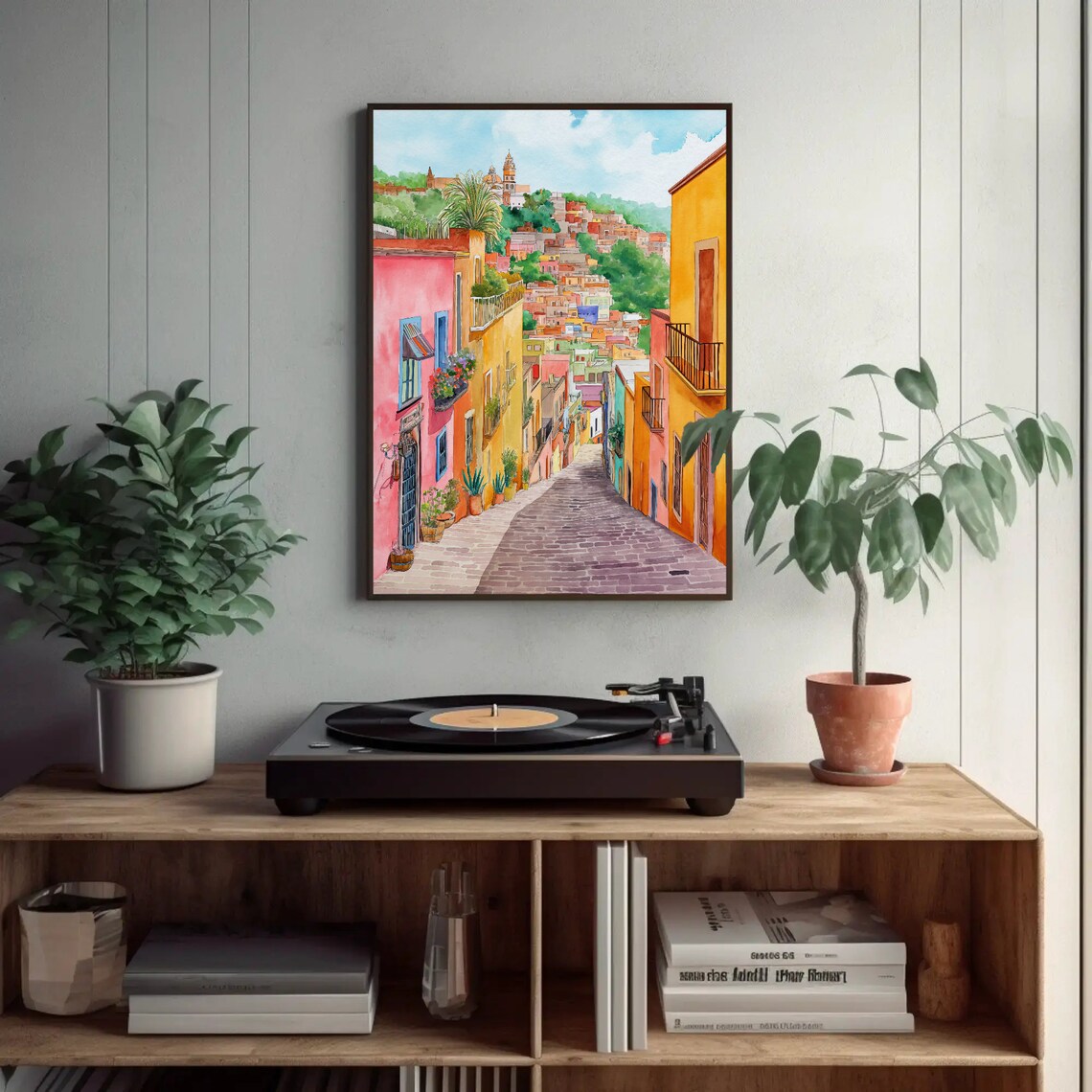 Guanajuato Mexico Colonial Street Watercolor Travel Wall Poster - Image 2