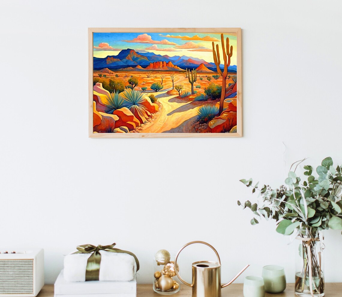 Mexican Desert Landscape, Colorful Wall Art Print - Image 4