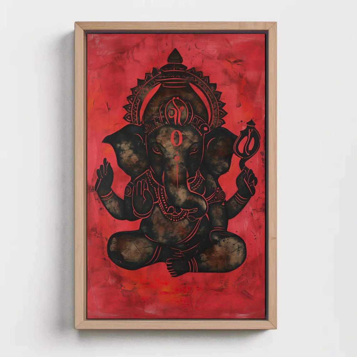 Lord Ganesha In Black And Red Abstract Hindu Deity Art Poster - Image 5
