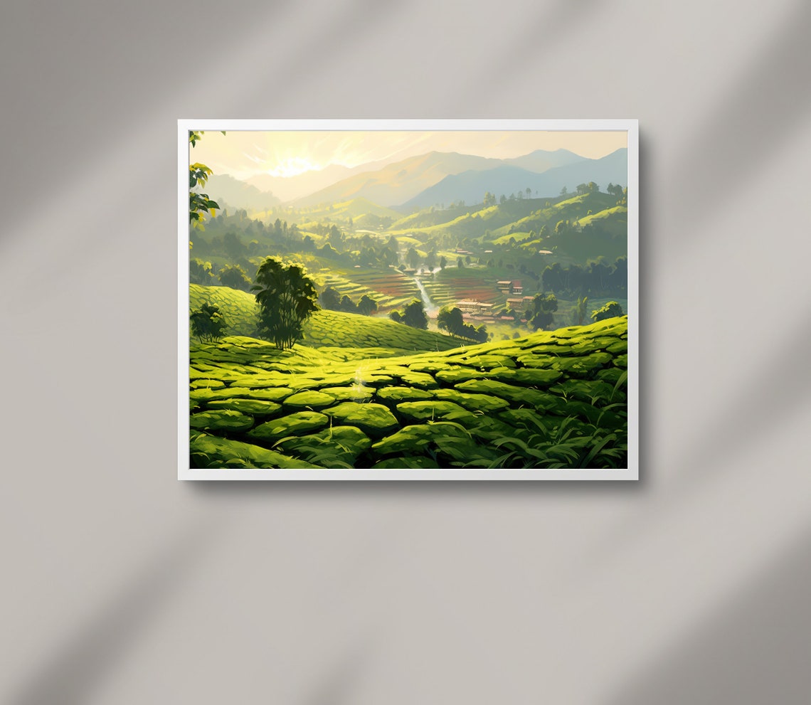 Art Print Of Kerala Tea Plantation Kerala Home Decor South Indian Painting Hills Of Kerala Oil Painting Kerala Art - Image 3