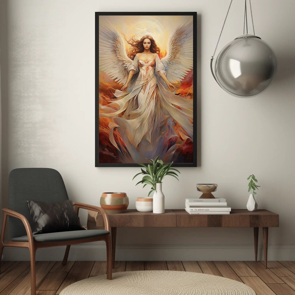 Guardian Angel White Wings Heavenly Christian Faith Art Poster - Image 3