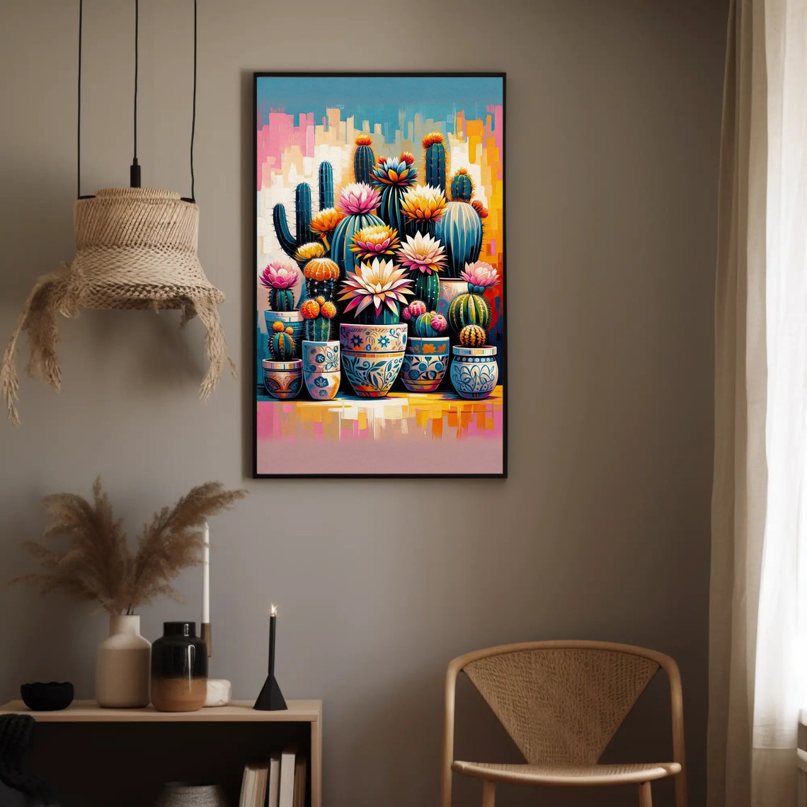 Colorful Cactus Garden In Decorative Pots Vibrant Mexican Poster - Image 2