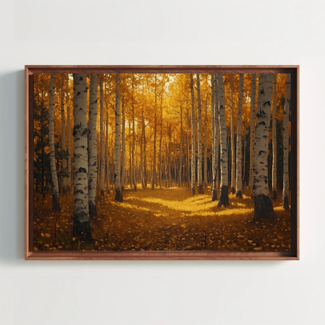 Golden Aspen Grove In Warm Autumn Sunlight Fall Landscape Poster