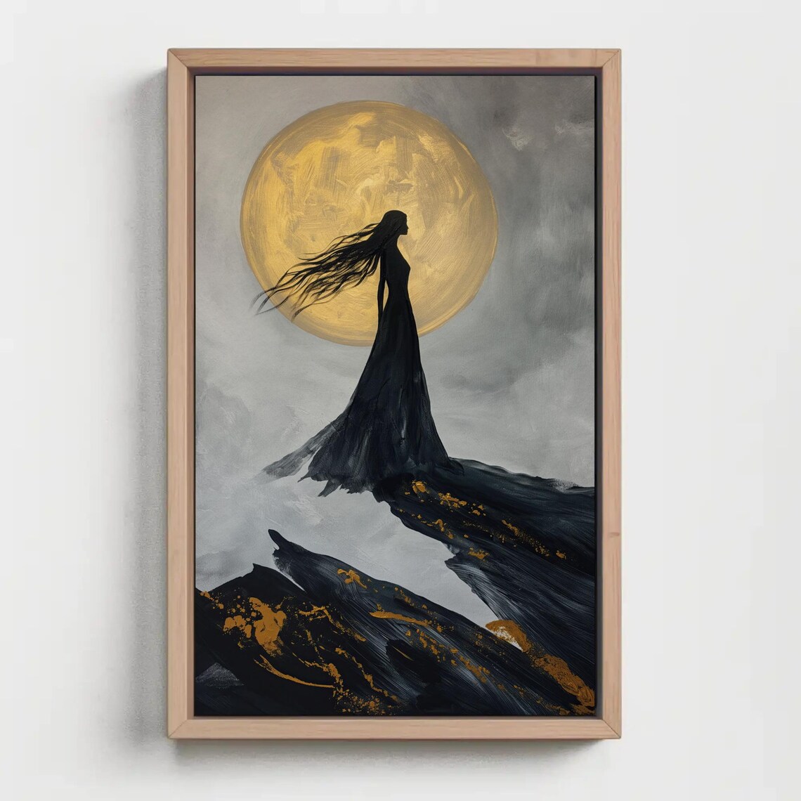 Nyx Goddess Of The Night Silhouette Beneath A Golden Moon Poster - Image 4