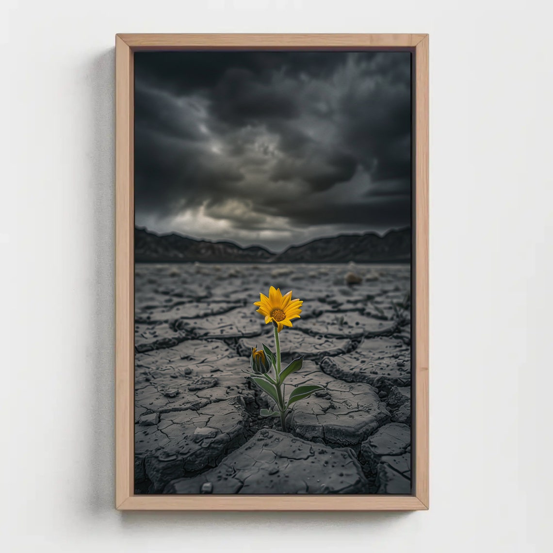 Lone Flower In Cracked Desert Resilience Motivational Art Poster - Image 5