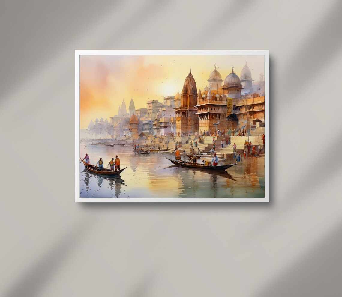 India Watercolor Landscape Art Print, Modern Wall Decor - Image 2
