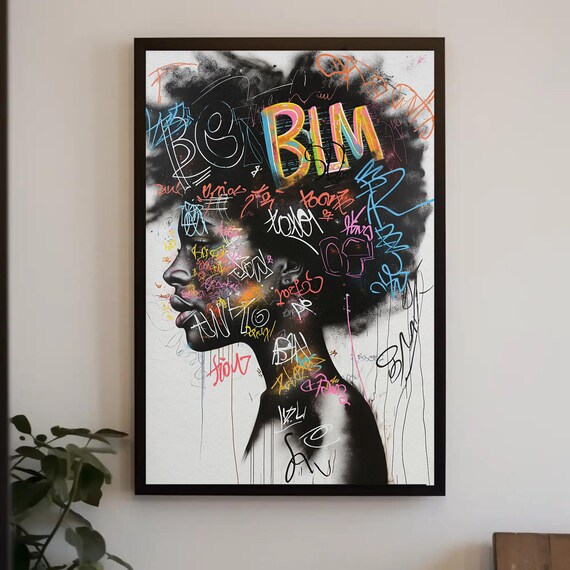 Modern African Wall Art Large Print Of Beautiful African Woman In Graffiti Style For Home Decor African Gifts Black Art