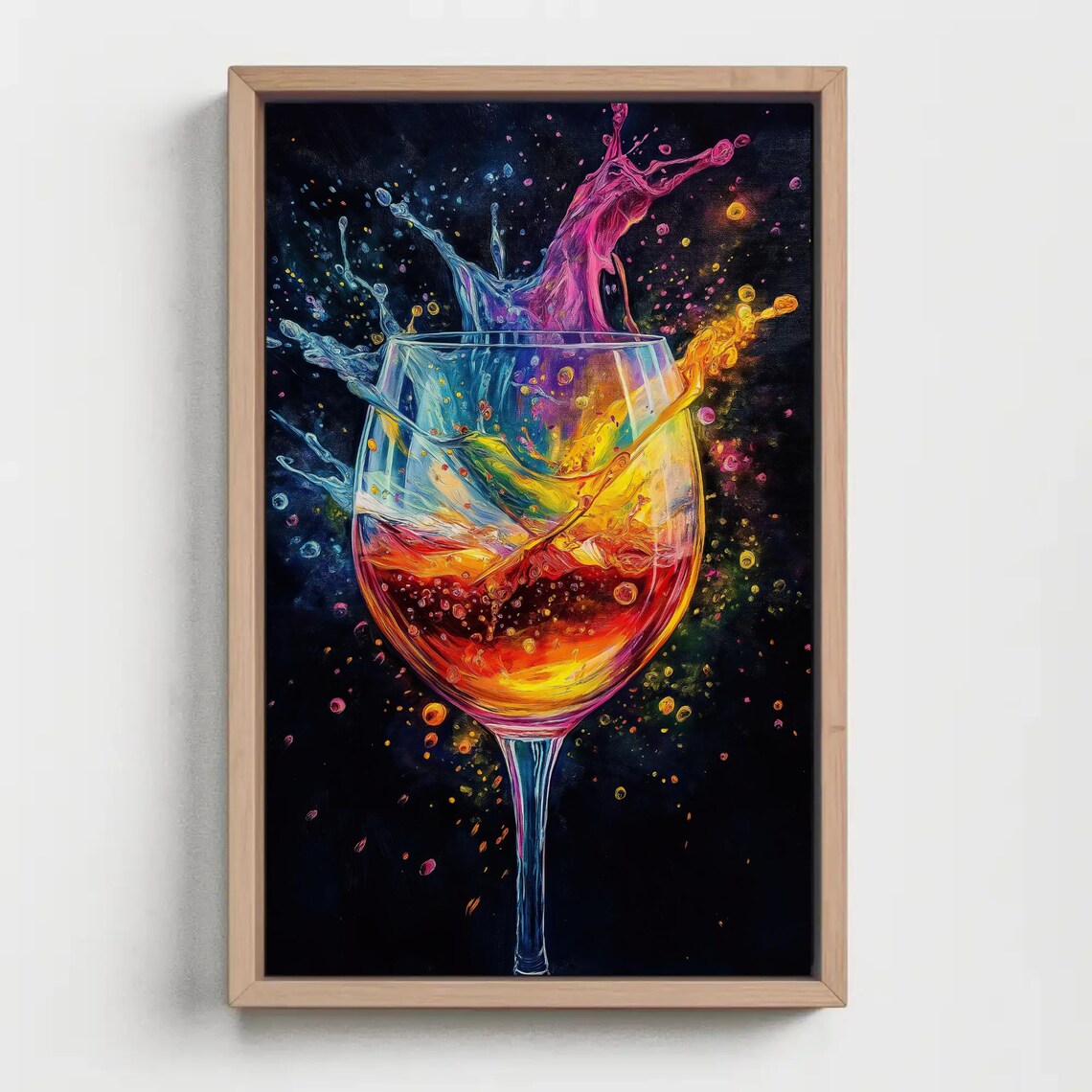 Colorful Wine Glass Splash Erupting on Black Background Art Poster - Image 5