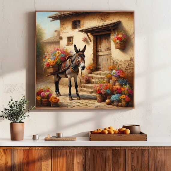 Burro Charm Mexican Donkey Art Print, Rustic Decor