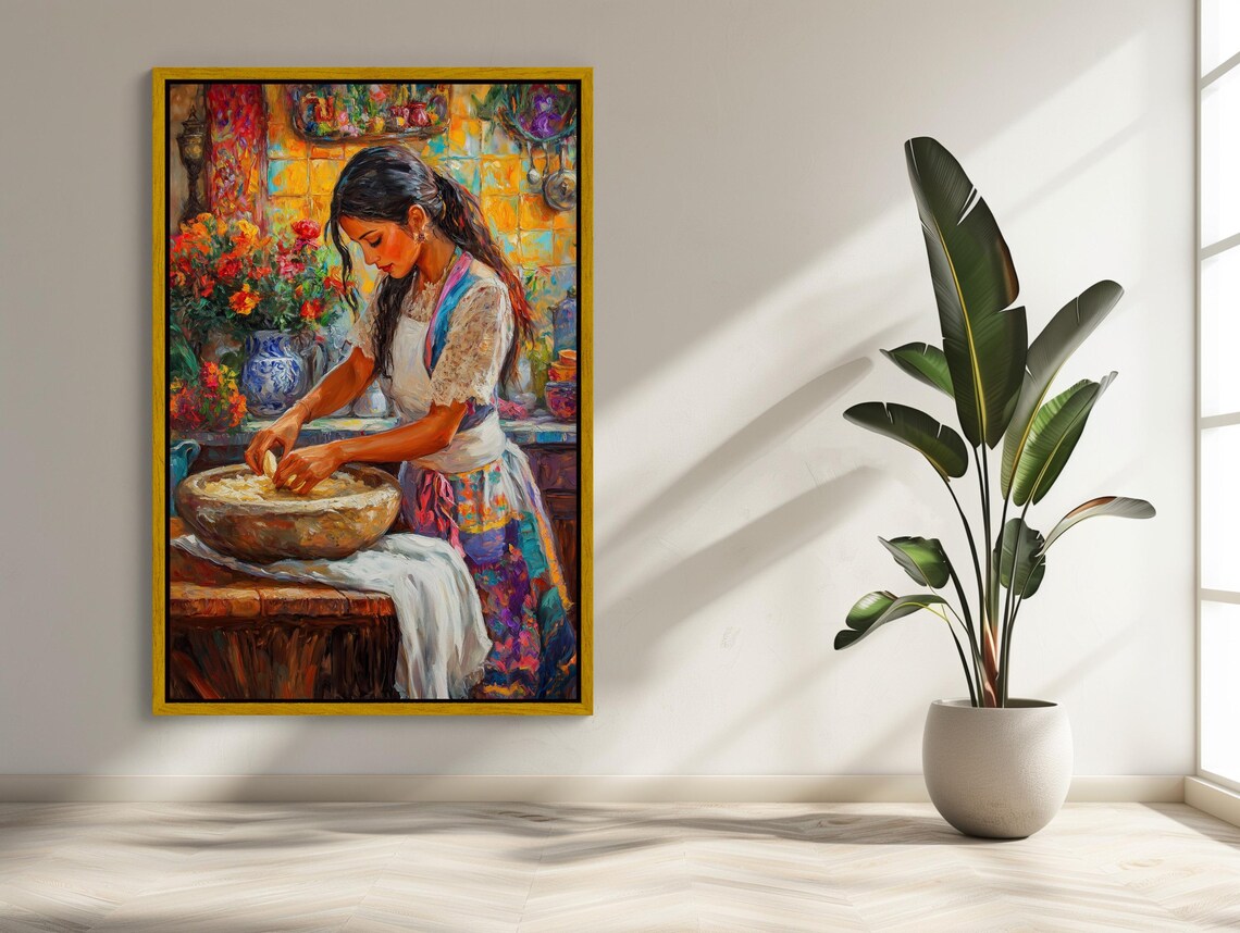 Mexican Girl Cooking Print, Traditional Kitchen Art - Image 4