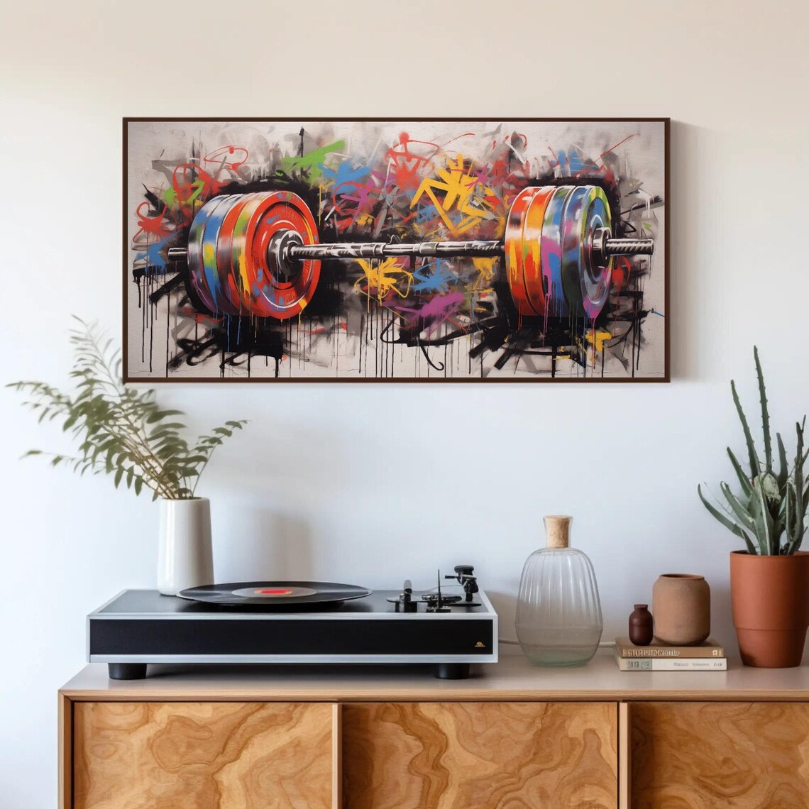 Graffiti Barbell Colorful Street Art Gym Fitness Motivational Poster