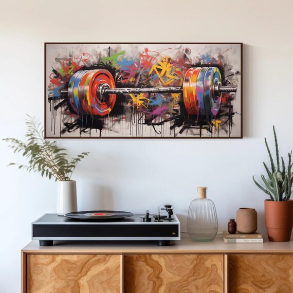 Graffiti Barbell Colorful Street Art Gym Fitness Motivational Poster