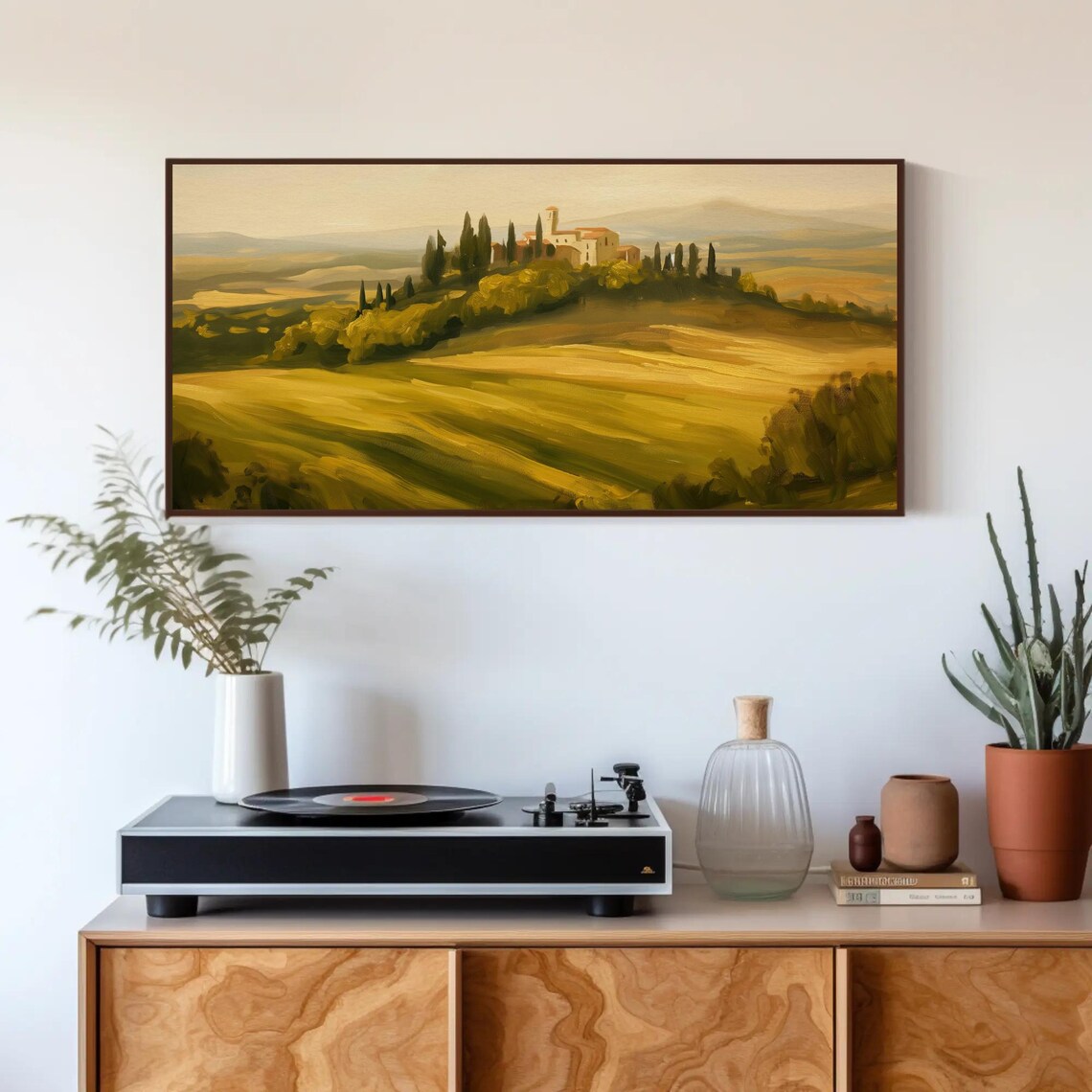 Tuscany Villa Cypress Hill Golden Countryside Oil Painting Poster - Image 4