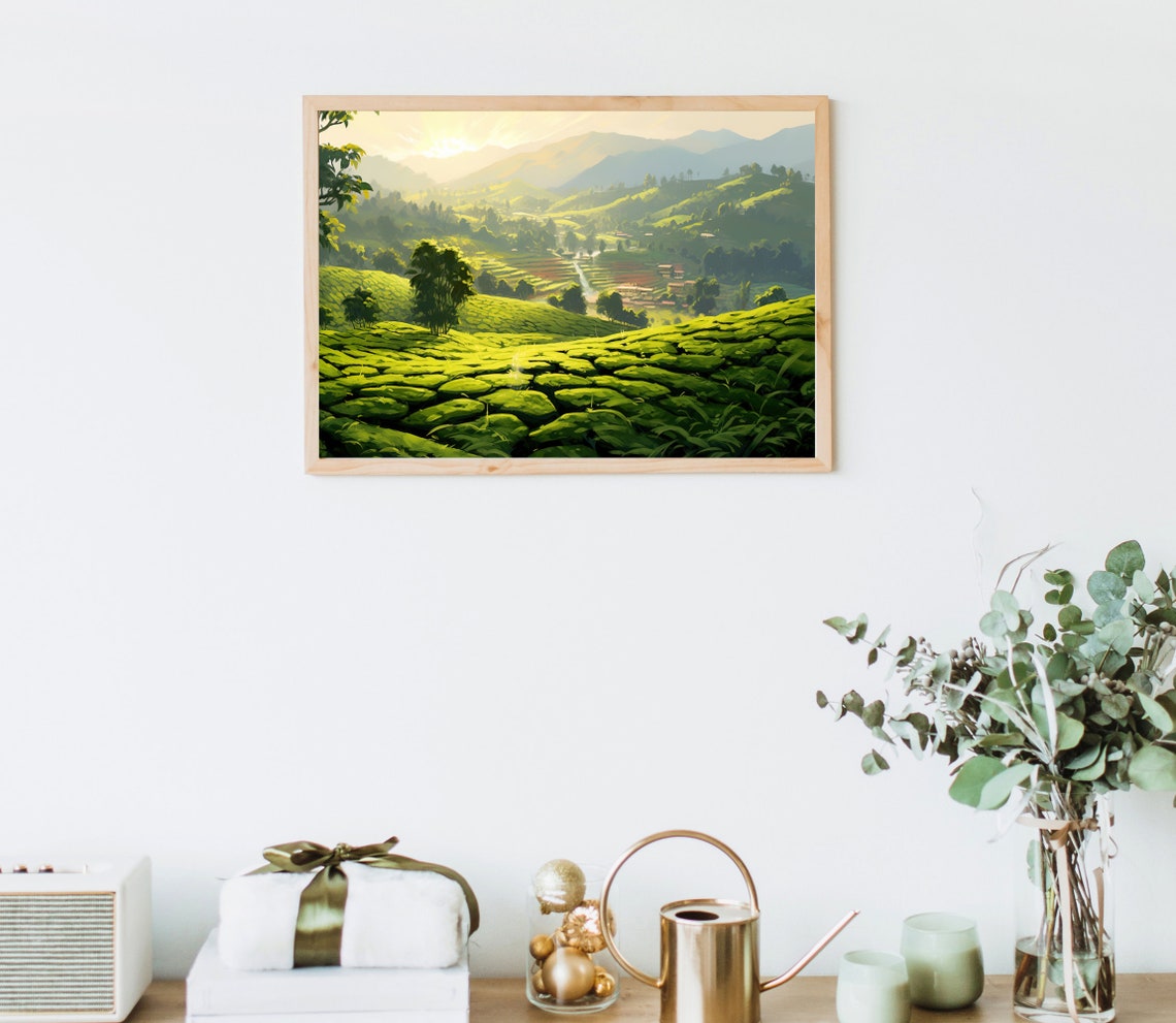 Art Print Of Kerala Tea Plantation Kerala Home Decor South Indian Painting Hills Of Kerala Oil Painting Kerala Art - Image 5
