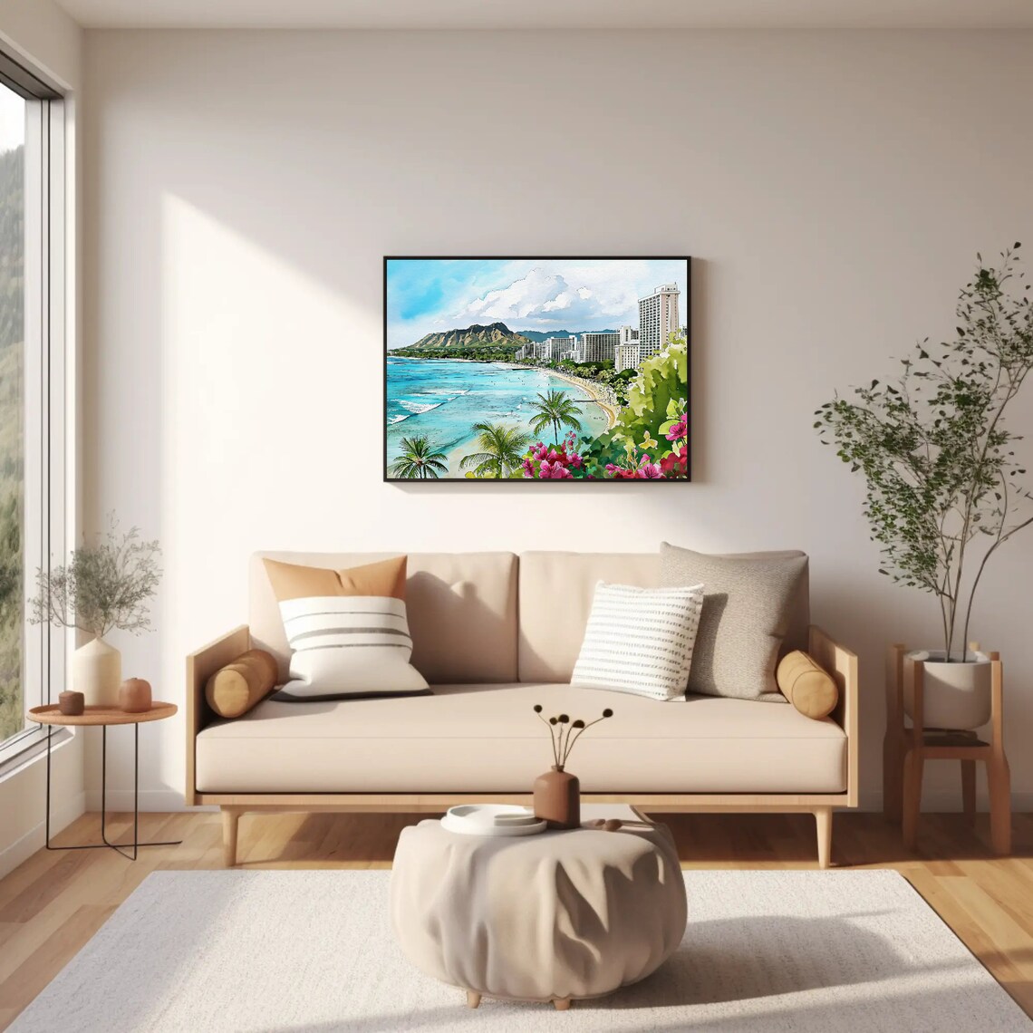 Waikiki Beach Hawaii Landscape Travel Poster - Image 2