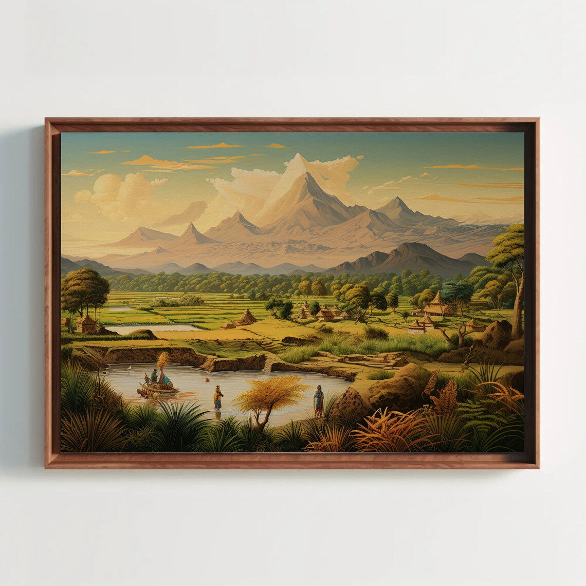 Indian Farmland Landscape Art Print, Modern Art - Image 3