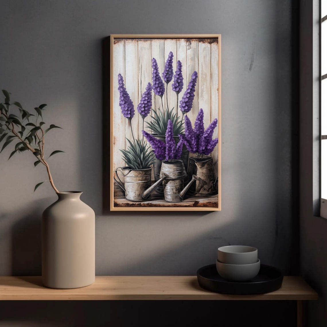 Rustic Lavender In Metal Watering Cans Farmhouse Floral Poster - Image 5