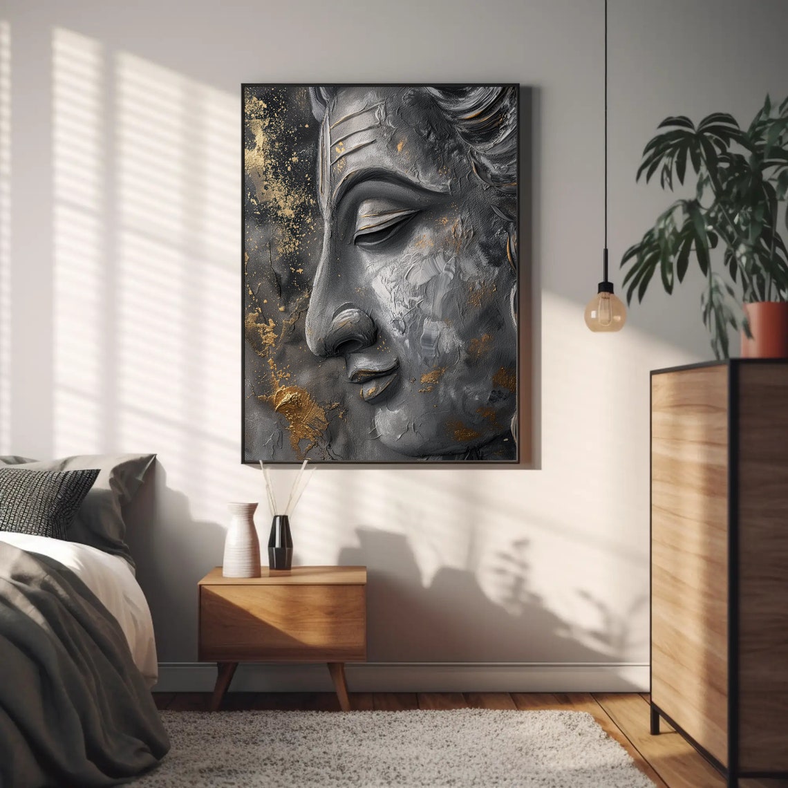 Shiva Hindu God Profile Black Gold Abstract Spiritual Wall Art - Image 4
