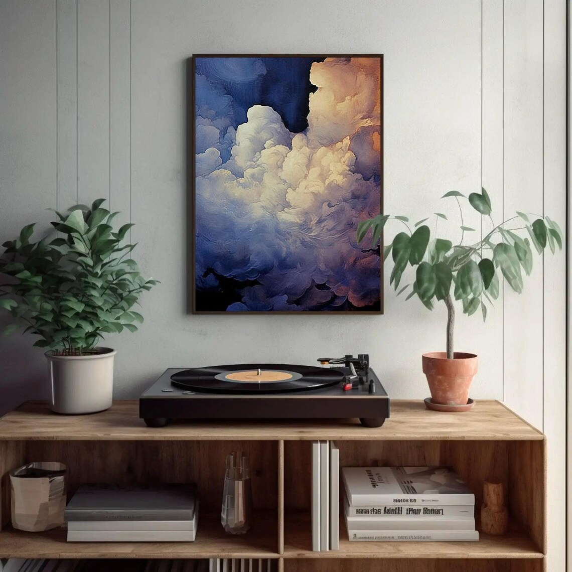 Blue Clouds Modern Abstract Decor, Wall Art Print - Image 2