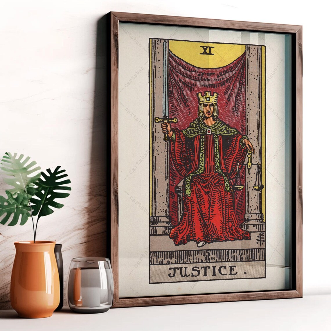 Justice Tarot Card XI Rider Waite Smith Vintage Mystical Art Poster - Image 3