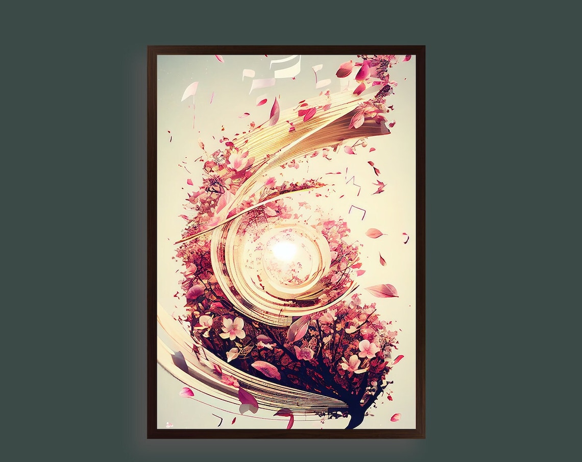 Melodic Resonance Musical Illustration, Living Room Decor