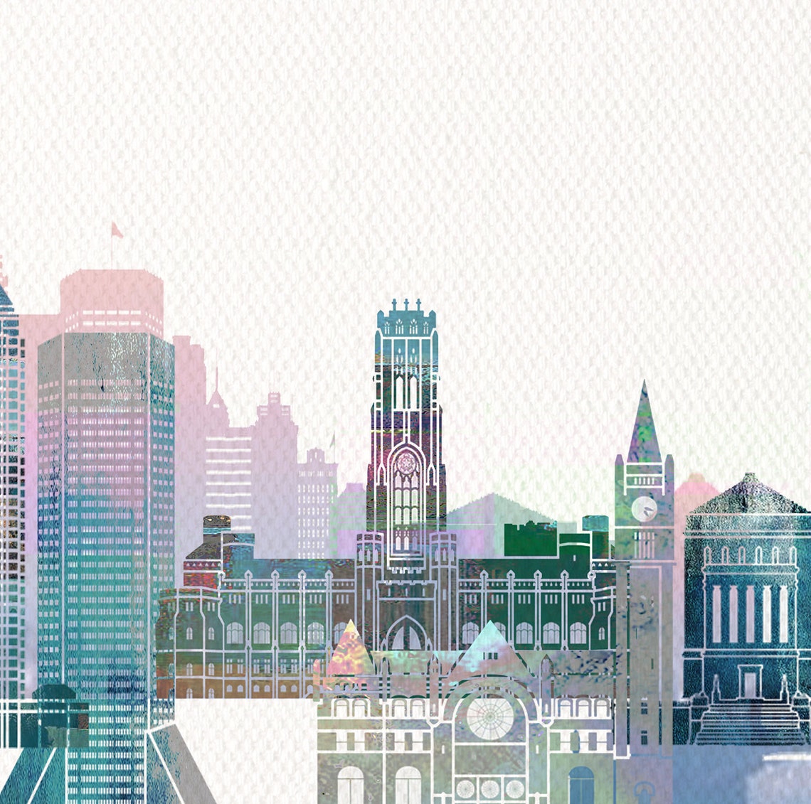 Indianapolis Watercolor Skyline Monument Circle Pastel Letter Poster - Image 2