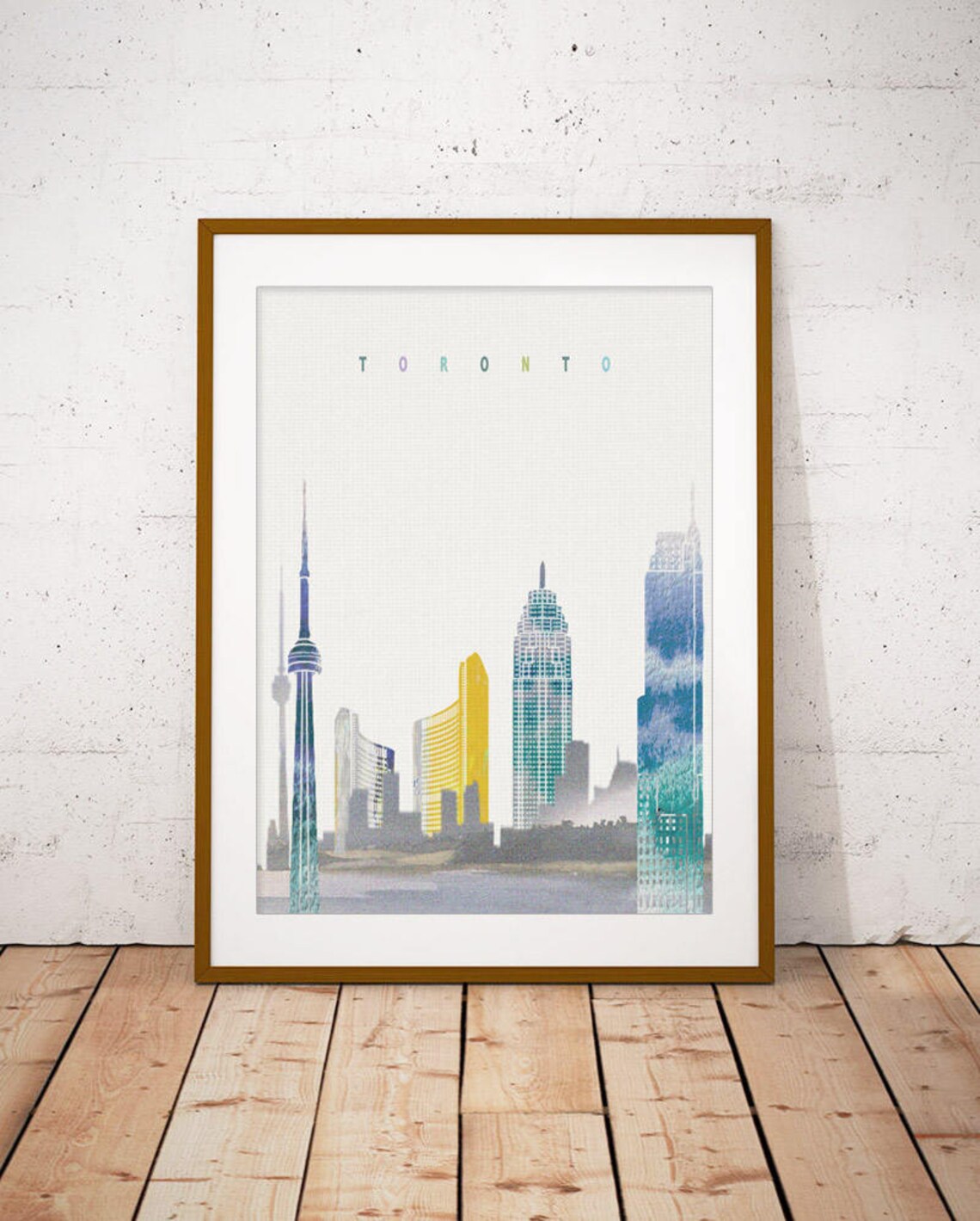 Toronto Canada Watercolor Skyline CN Tower Harbor Cityscape Poster