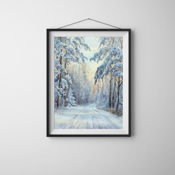 Snowy Winter Forest Path With Frosted Trees Winter Wonderland Poster