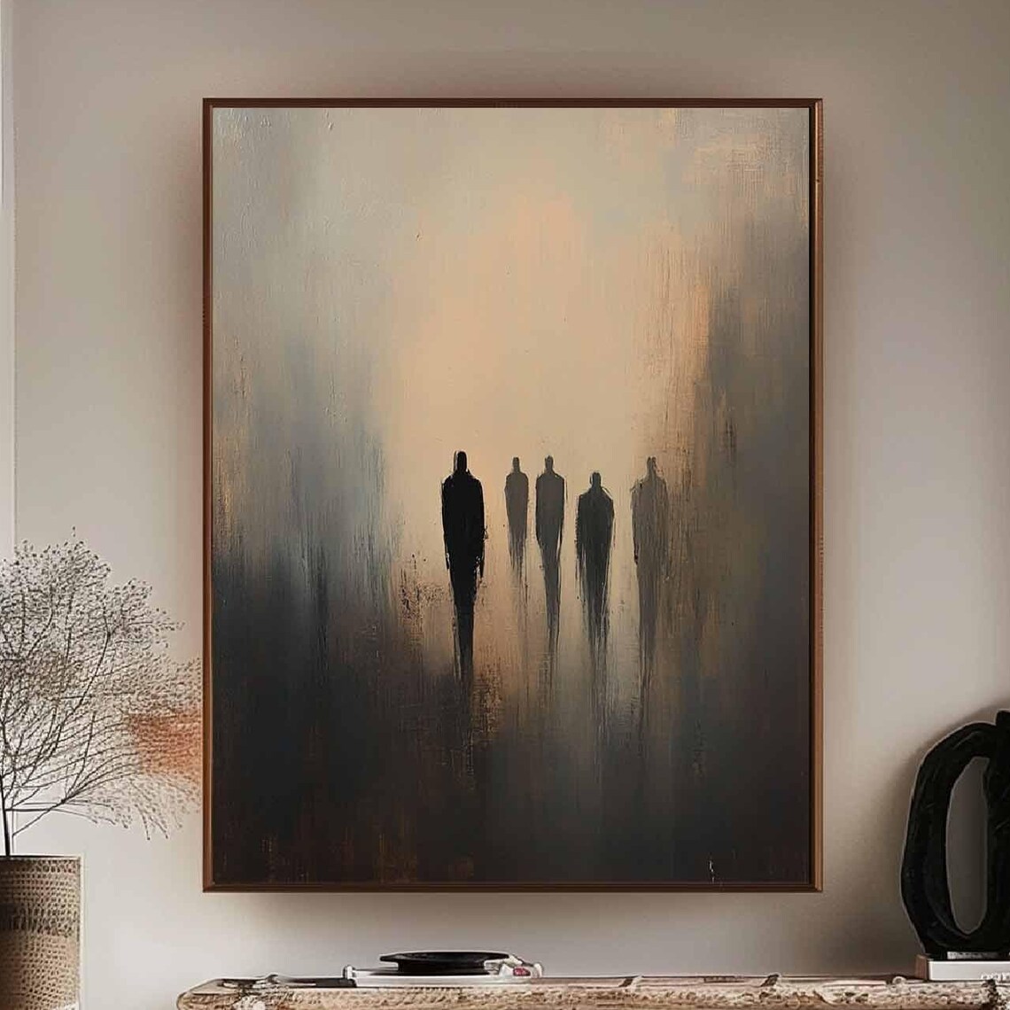 Beige Wabi Sabi Abstract Figures Silhouette Minimalist Painting Poster