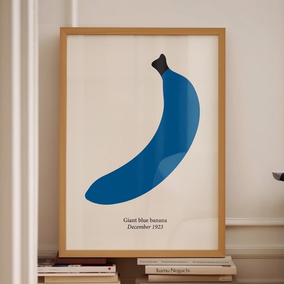 Trendy Blue Print Banana Poster Enzo Mari Banana Print Simple Blue Poster Blue Kitchen Art 18x24 Poster Trendy Blue Art