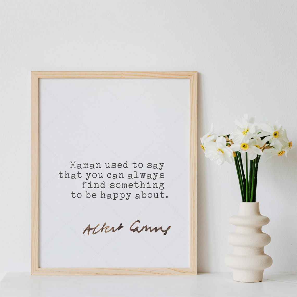Albert Camus Be Happy About Quote Minimalist Typography Poster - Image 3