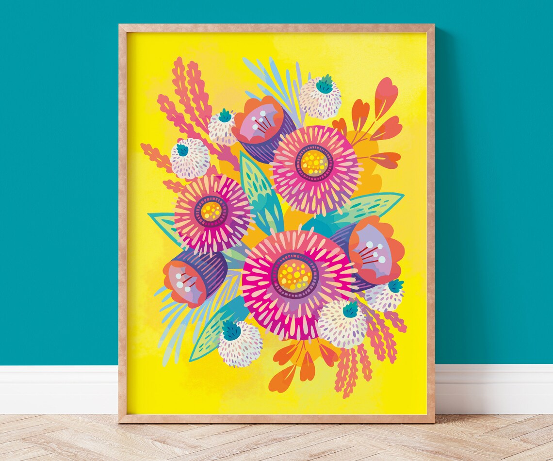 Bright Flower Art Print, Colorful Floral Decor