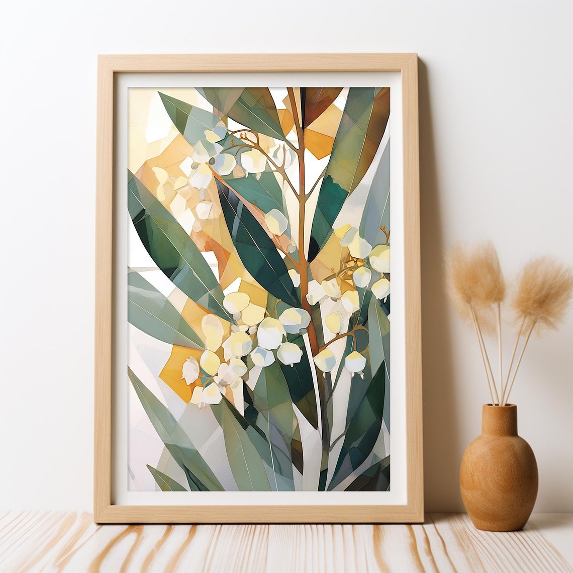 Australian Wattle Golden Glow Art Print, Abstract Floral