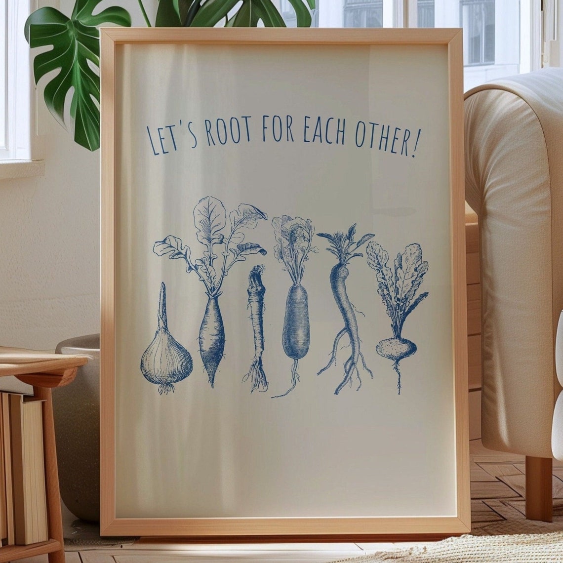 Lets Root For Each Other Botanical Root Vegetable Kitchen Print - Image 2
