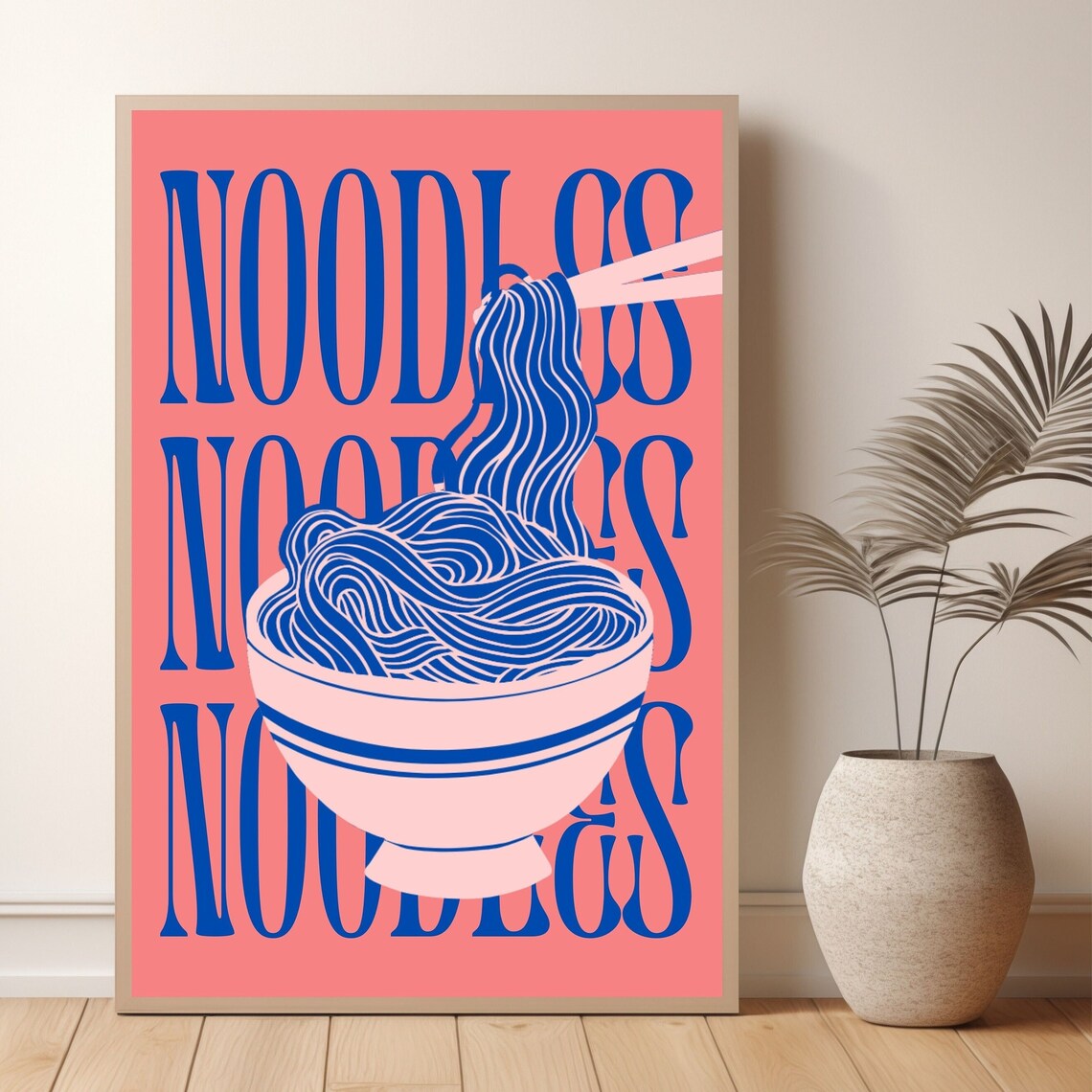 Retro Noodles Bowl Print, Asian Food Kitchen Art - Image 2