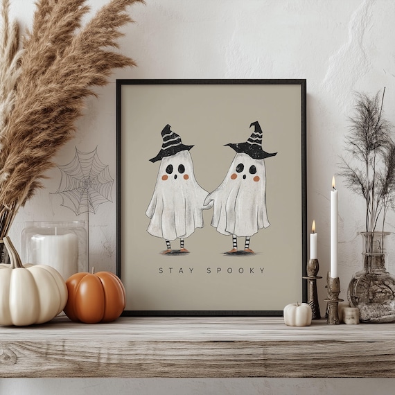 Stay Spooky Halloween Print Cute Ghost Decor Retro Halloween Art Hallway Halloween Wall Print Trendy Halloween Print